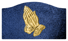 DASHELL-516-GD-SH-BL Gold Praying Hands Shimmer Blue Background